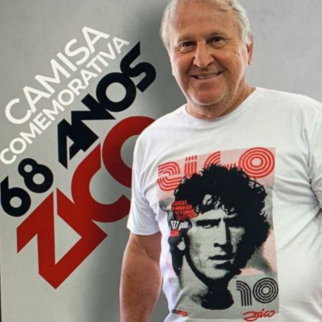Camisa Zico 68 anos (com autógrafo manual sem dedicatória)