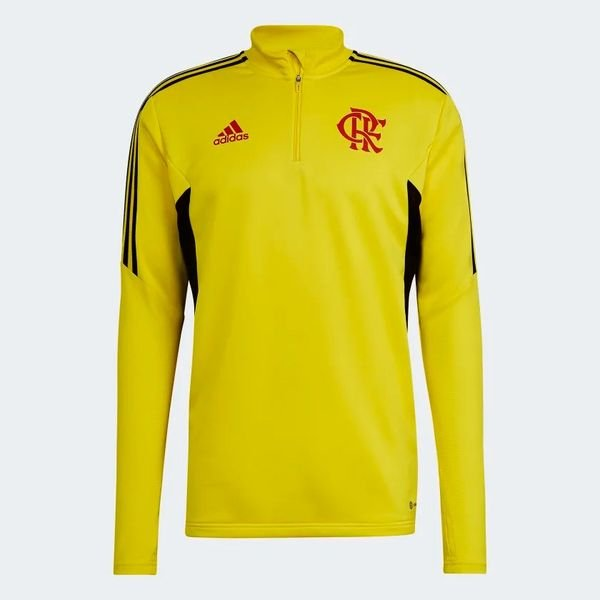 Moletom de Treino Flamengo Adidas CRF TR TOP I 2022 2023 Amarelo HA5414