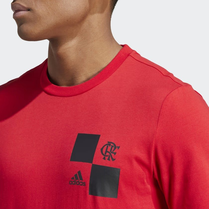 Camiseta Estampada Flamengo Adidas Vermelha Algodão HS5245