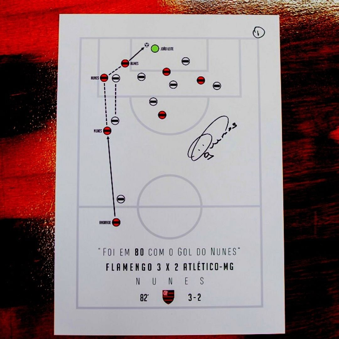 Quadro "Foi em 80 com gol de Nunes" (autógrafo manual do Nunes)