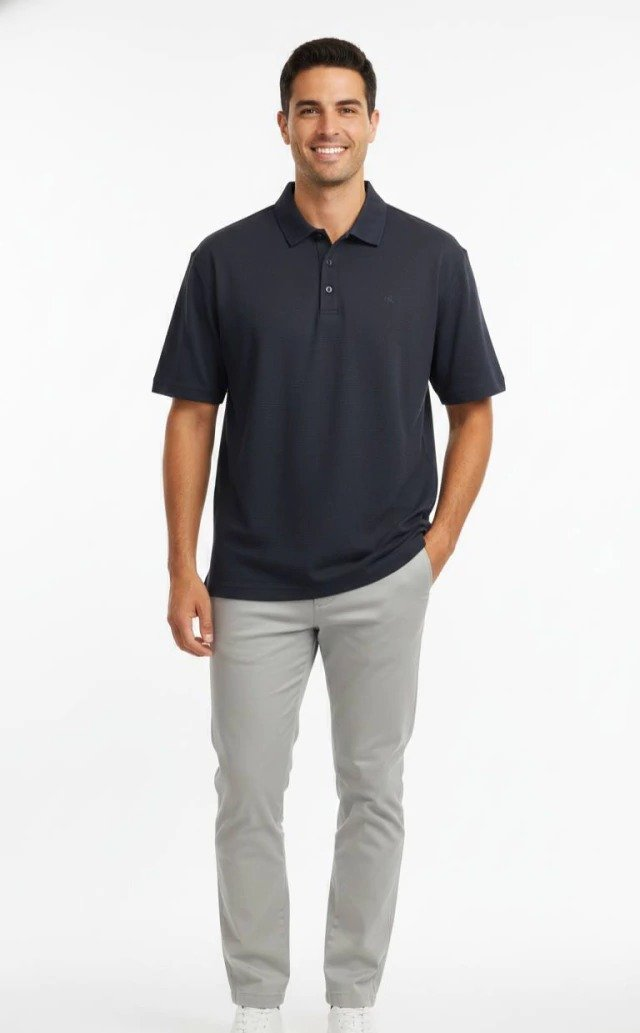 Camisa Polo Azul Marinho 100% algodão - Calvin Klein Jeans Logo CK. - SP40608147