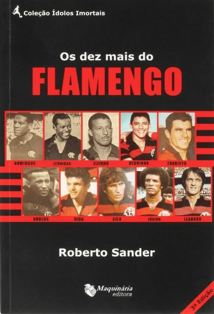 Livro "Os Dez Mais do Flamengo" com assinatura manual do Leandro