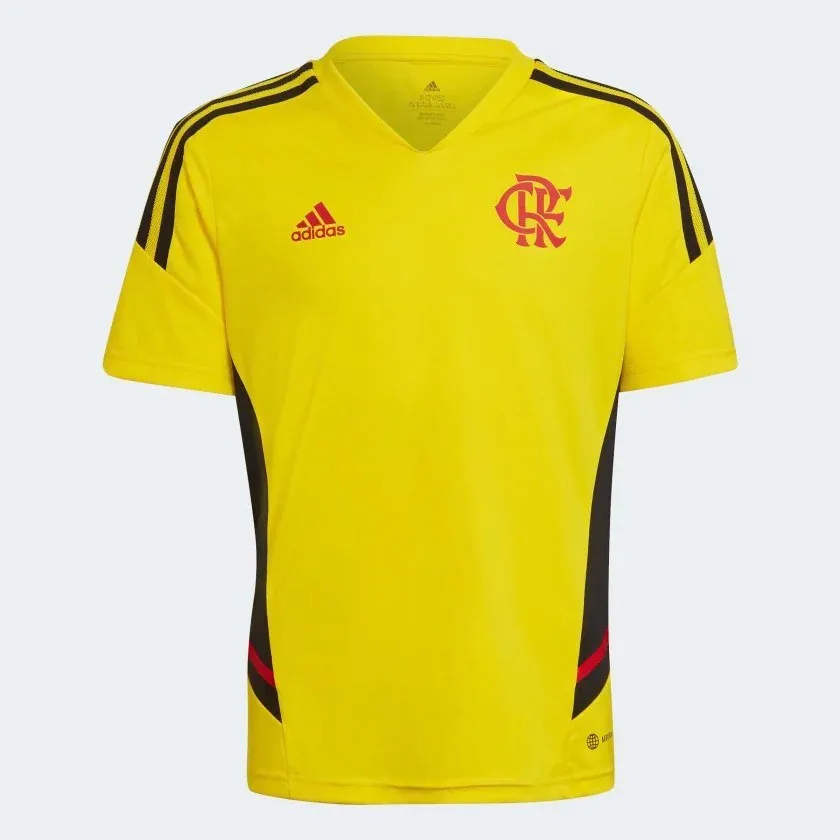 Camisa Treino Flamengo Adidas Infantil Amarela 2022/23 HA5416