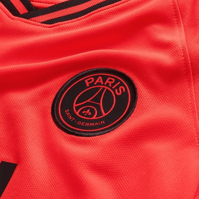 Camisa Jordan Paris SaintGermain juvenil Away 1920 s/n Torcedor Nike - Vermelho + Preto AJ5816-613