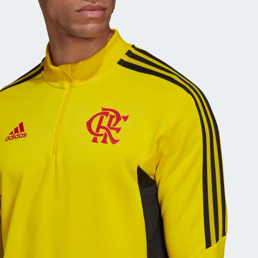 Moletom de Treino Flamengo Adidas CRF TR TOP I 2022 2023 Amarelo HA5414