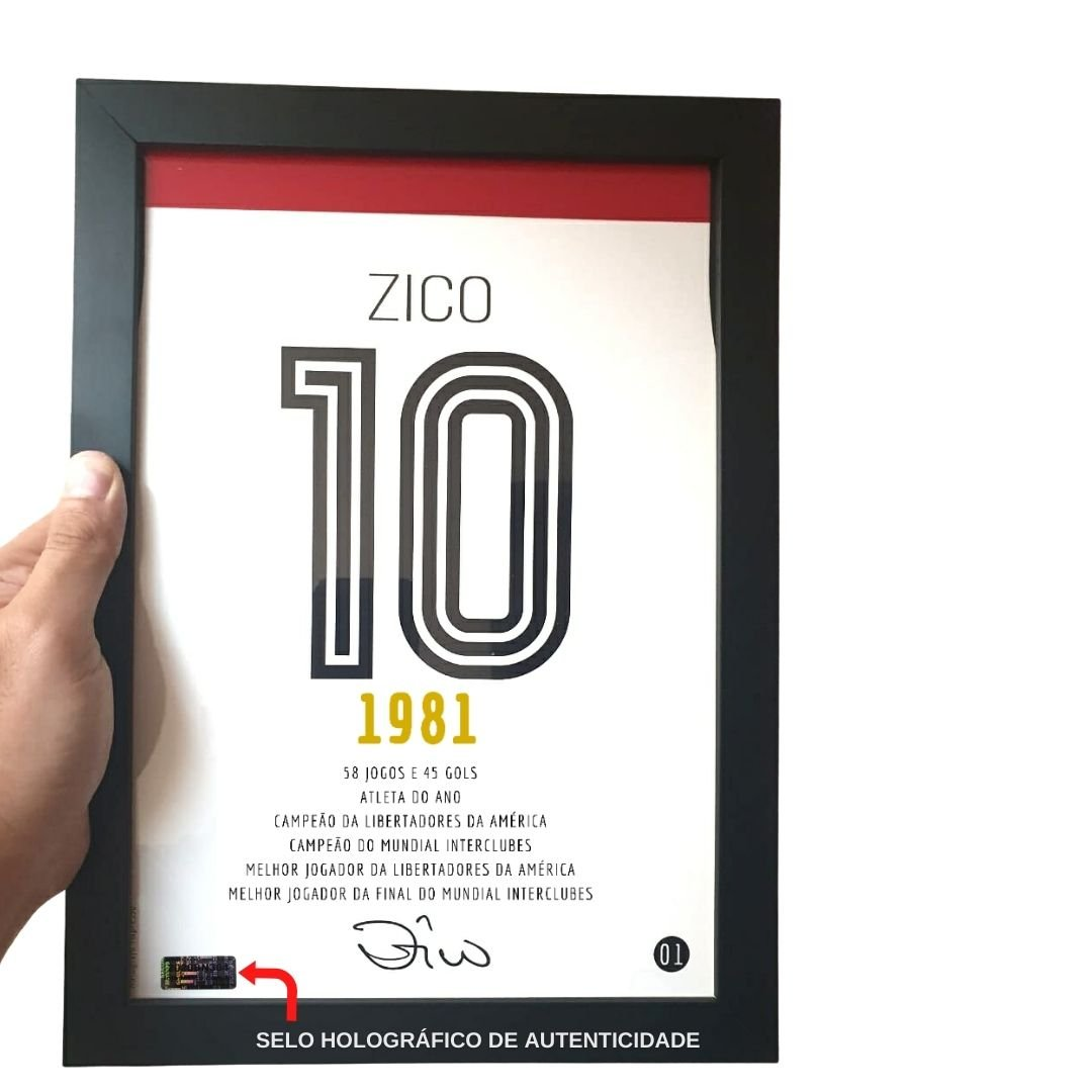Quadro "Zico em 1981" em formato A4