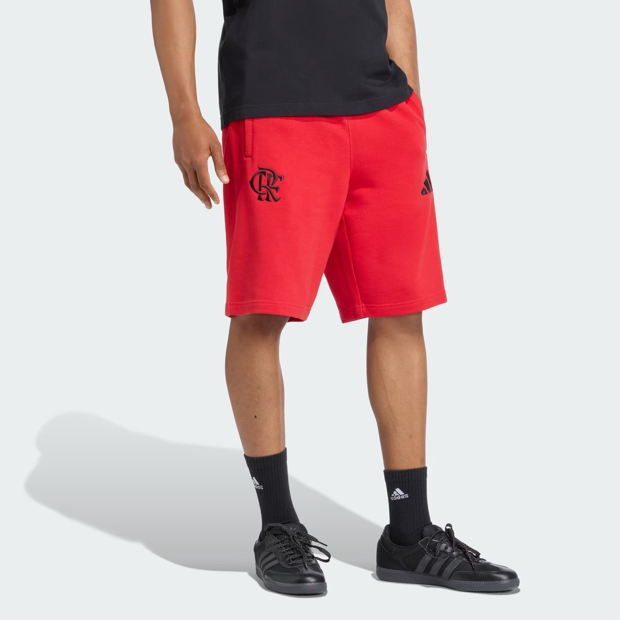 Bermuda Moletom Flamengo Adidas Estados Unidos US Pack 2025 Vermelha JN0877