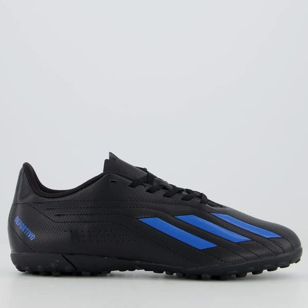 Chuteira Society Adidas Deportivo II Preta e Azul HP2519
