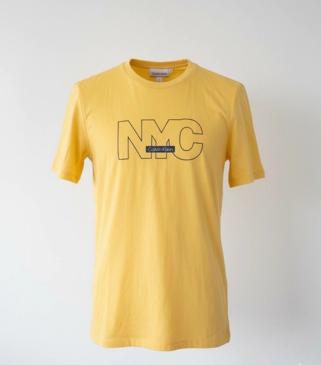 Camiseta Calvin Klein Logo New York amarela com logo emborrachado - 4RC821G-740