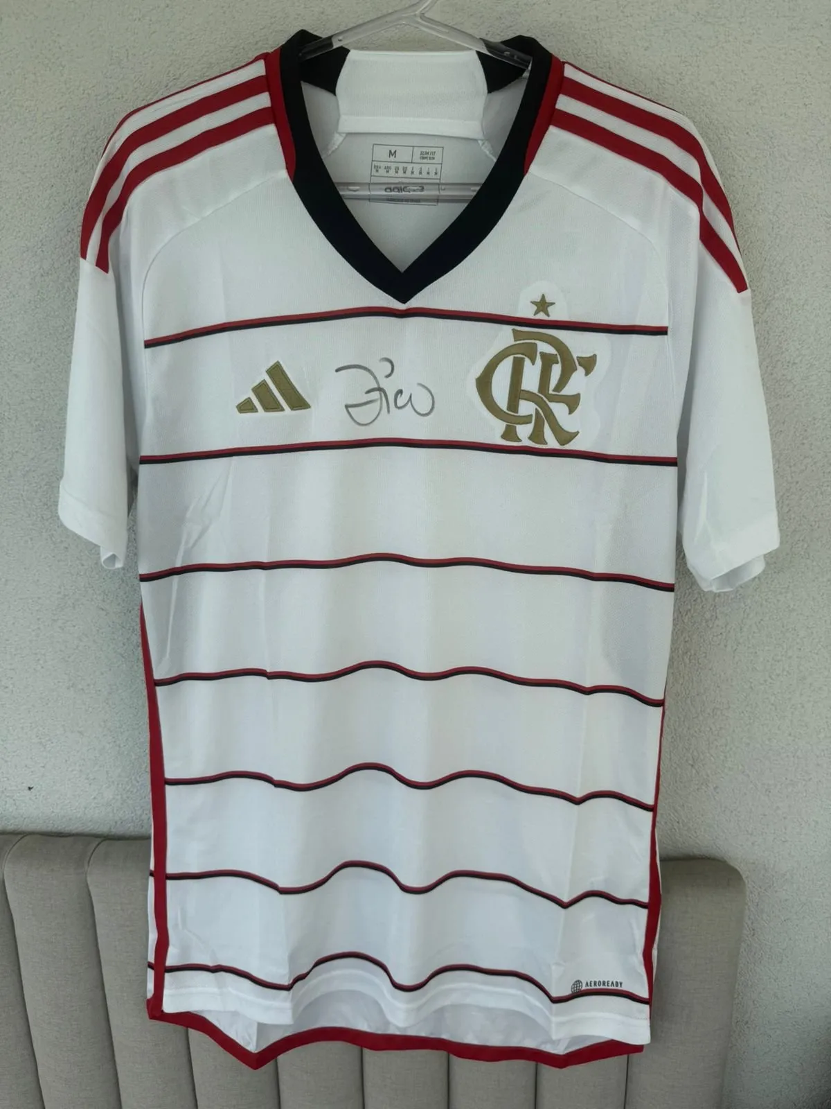 Camisa Flamengo Adidas Jogo 2 2023/24 HS5193 (Com Autógrafo Manual do Zico)