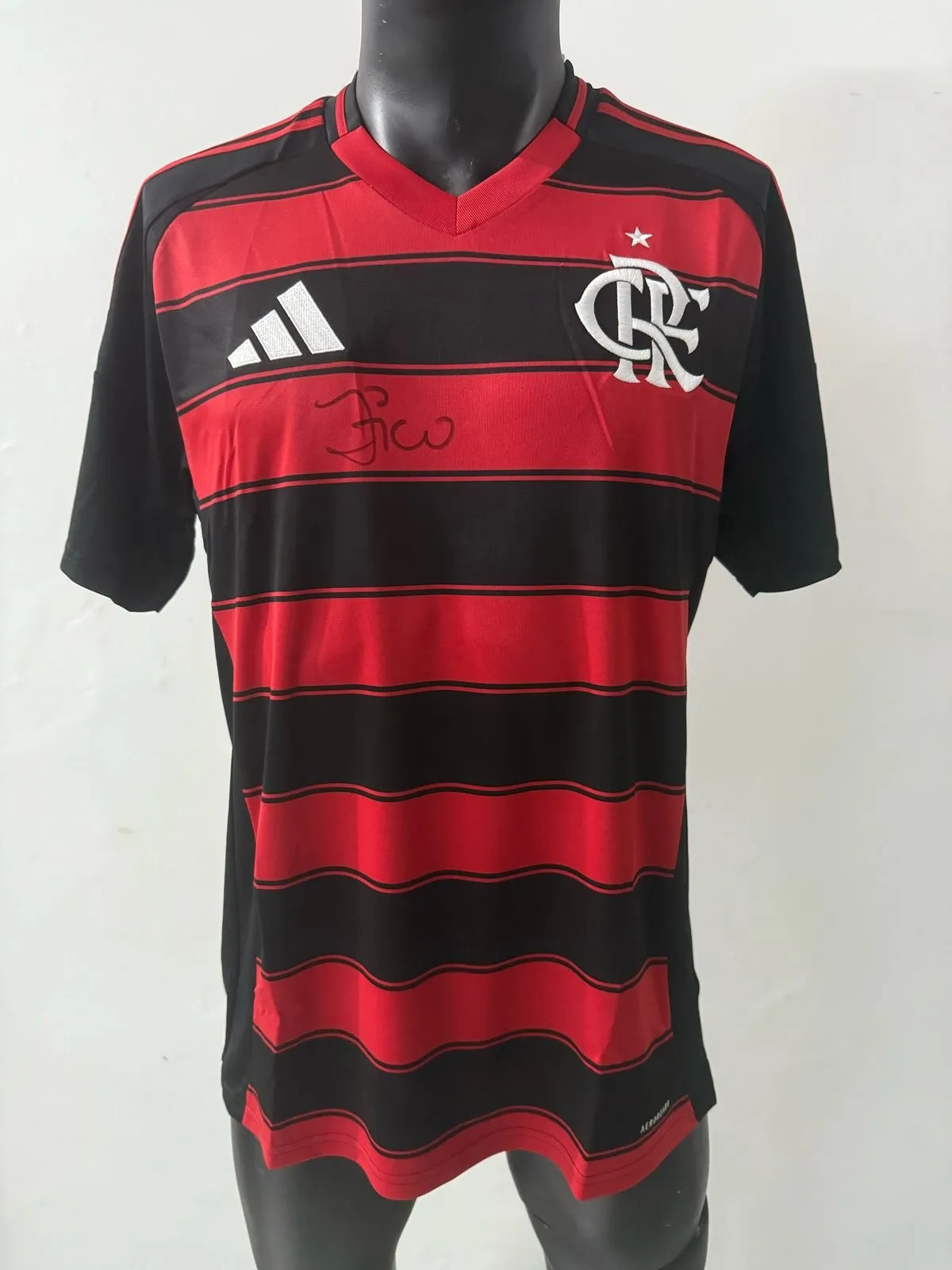 Camisa Flamengo Adidas 2025 Rubro-Negra Autografada Zico