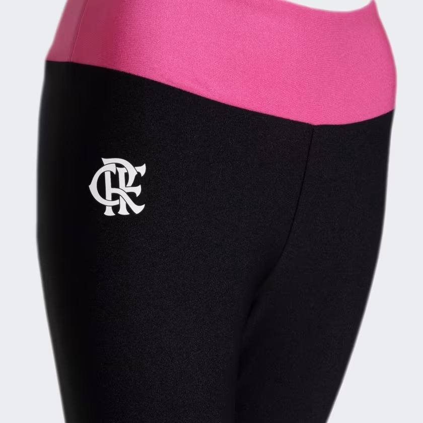 Calça Legging Feminina Flamengo Adidas Preta e Rosa GC4112