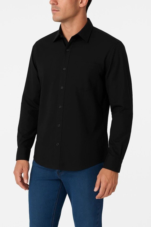 Camisa Preta Social Original Amazon Essentials Regular Fit. - B07764-BL2R