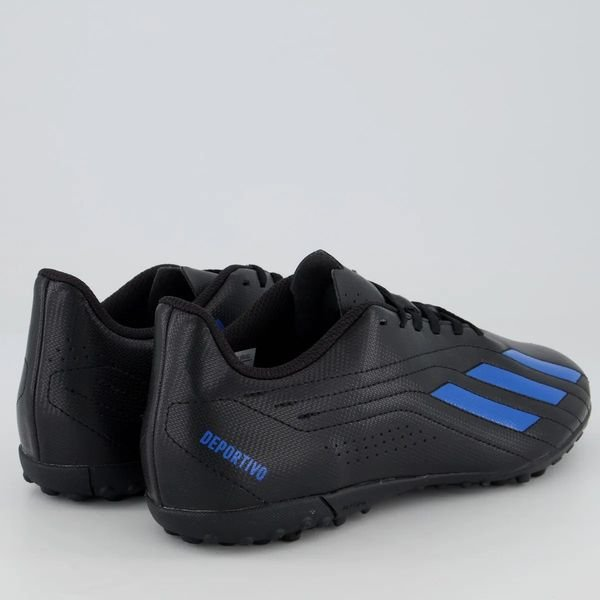 Chuteira Society Adidas Deportivo II Preta e Azul HP2519