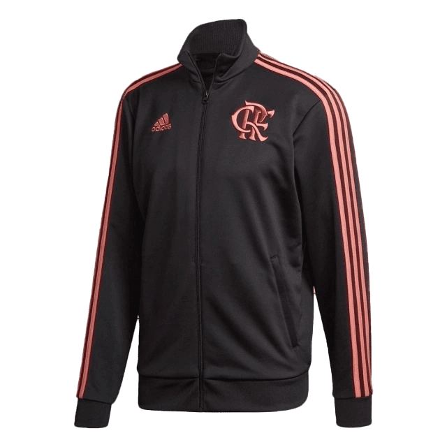 Jaqueta Flamengo Adidas 3-Stripes Track Top Masculina - Preto+Vermelho FQ7647