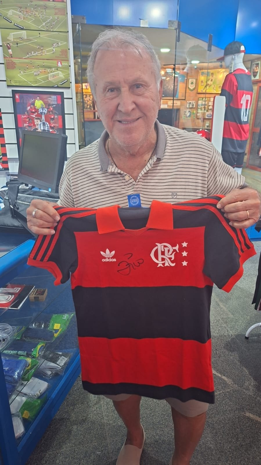 Camisa Flamengo Adidas Retrô Autografada Zico