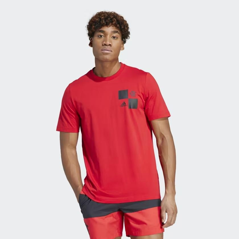 Camiseta Estampada Flamengo Adidas Vermelha Algodão HS5245