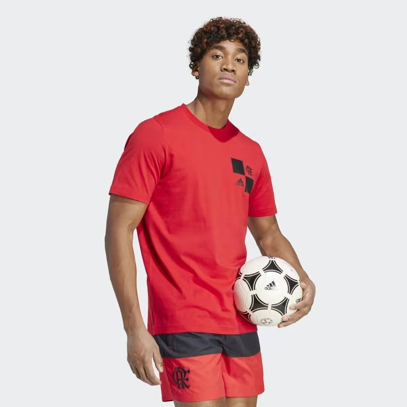 Camiseta Estampada Flamengo Adidas Vermelha Algodão HS5245