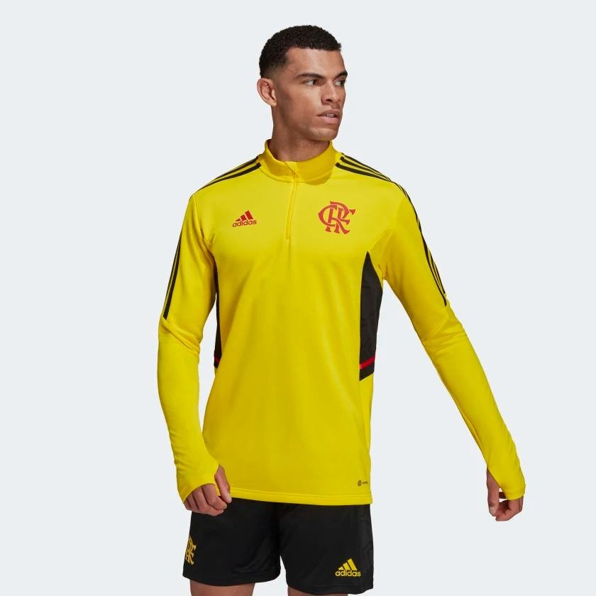 Moletom de Treino Flamengo Adidas CRF TR TOP I 2022 2023 Amarelo HA5414