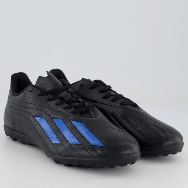 Chuteira Society Adidas Deportivo II Preta e Azul HP2519