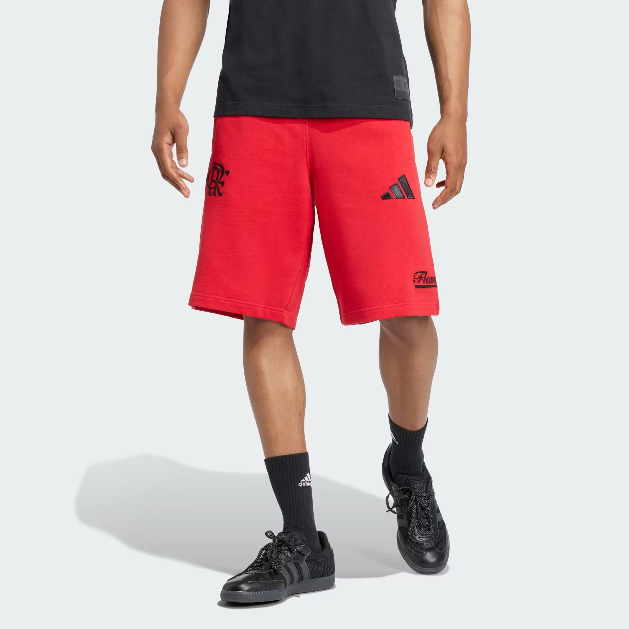 Bermuda Moletom Flamengo Adidas Estados Unidos US Pack 2025 Vermelha JN0877