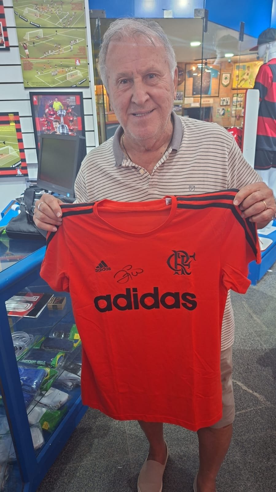 Camisa Flamengo Adidas Retrô Autografada Zico