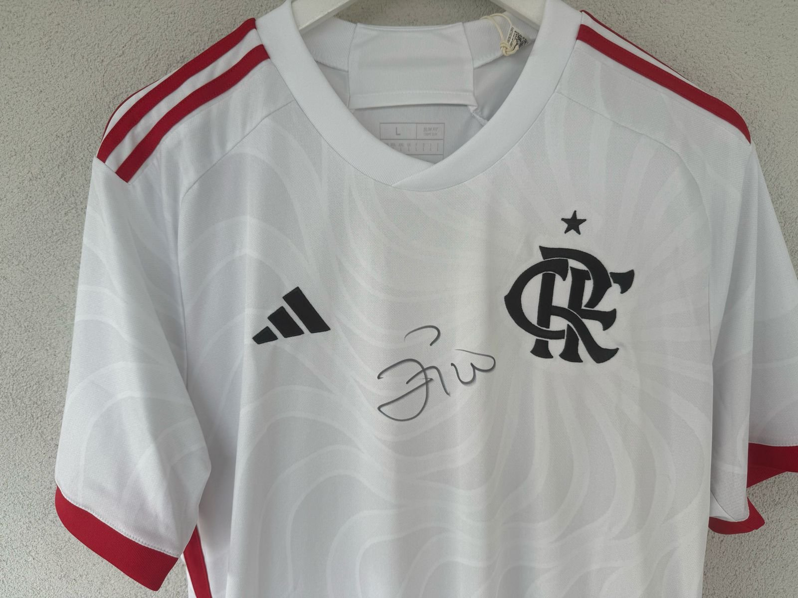 Camisa Autografada Zico Flamengo Adidas II 2024 2025 Branca - Autógrafo Manual - IP8207