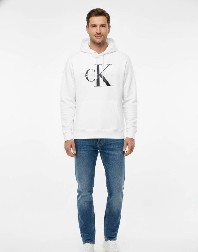 Moletom Branco Calvin Klein com capuz logo CK -SP40577908