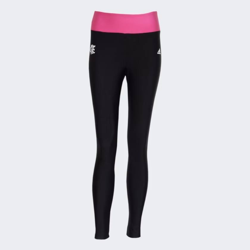 Calça Legging Feminina Flamengo Adidas Preta e Rosa GC4112
