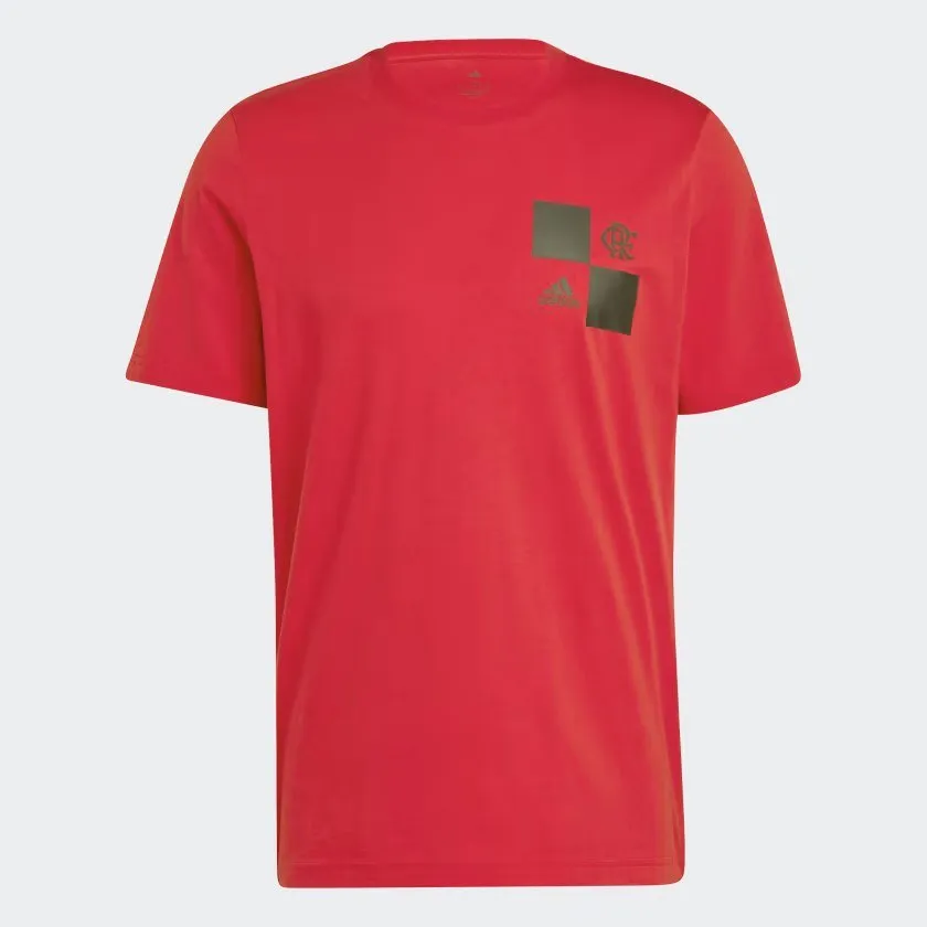 Camiseta Estampada Flamengo Adidas Vermelha Algodão HS5245