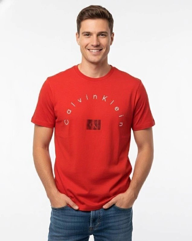 Camiseta Calvin Klein Vermelha Logomarca Ck Refletiva - 4RB8011S-600