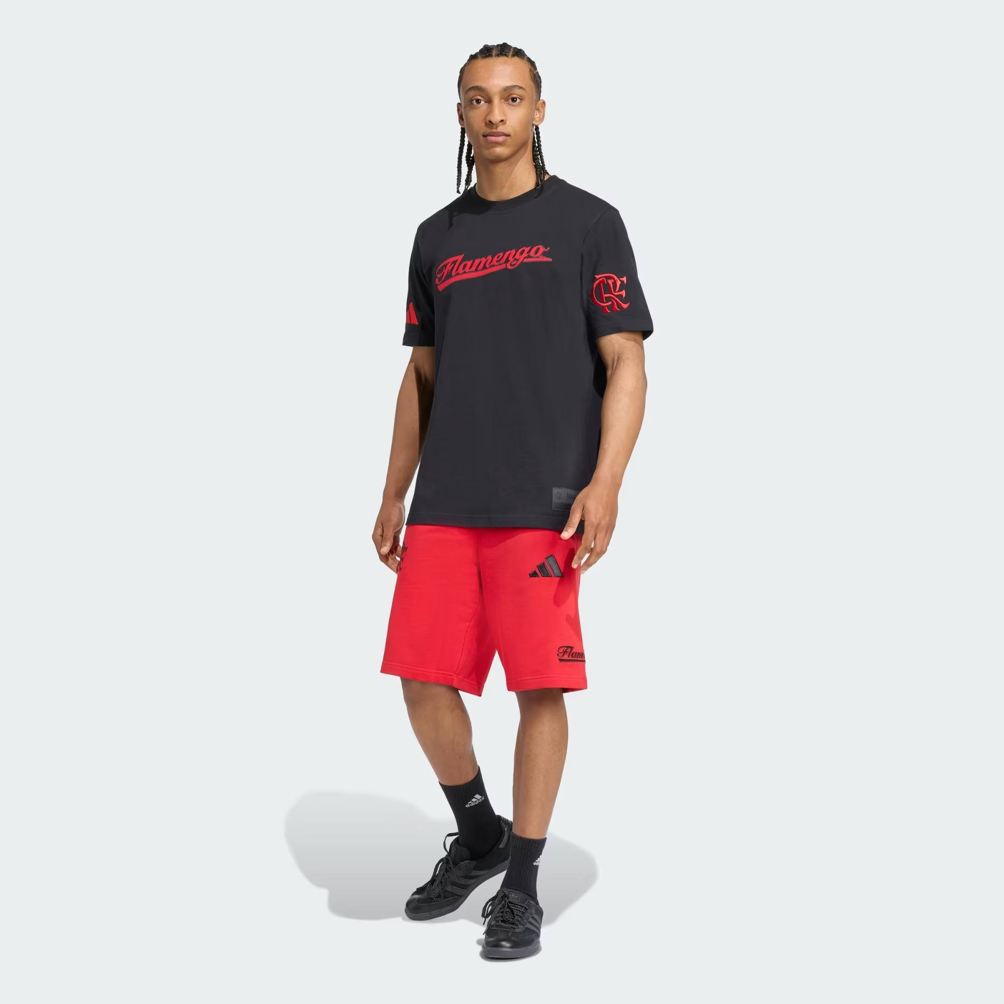 Bermuda Moletom Flamengo Adidas Estados Unidos US Pack 2025 Vermelha JN0877