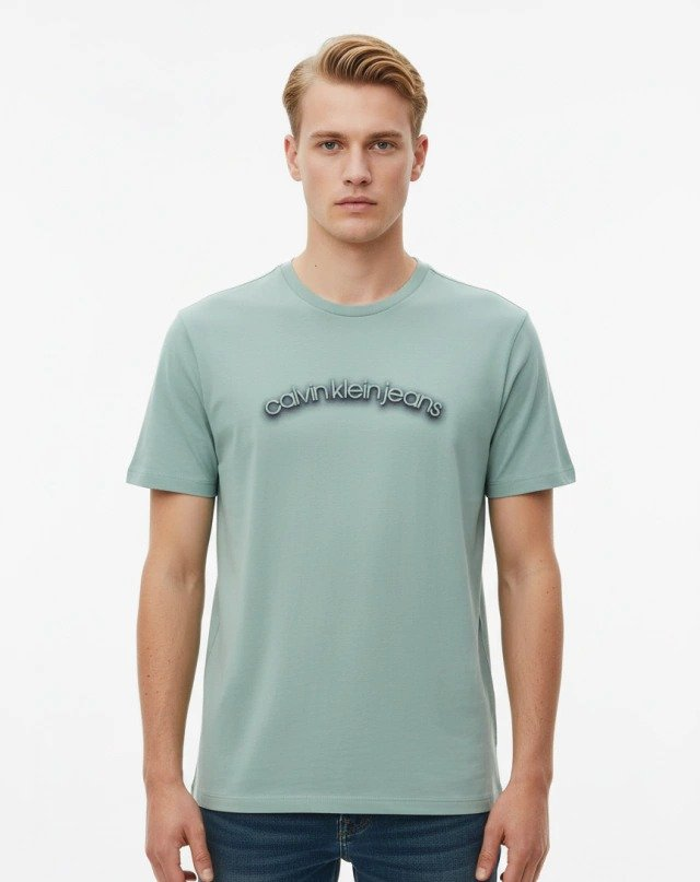 Camiseta Calvin Klein Masculina Azul Claro logo Ck Jeans - 4RB839G-020