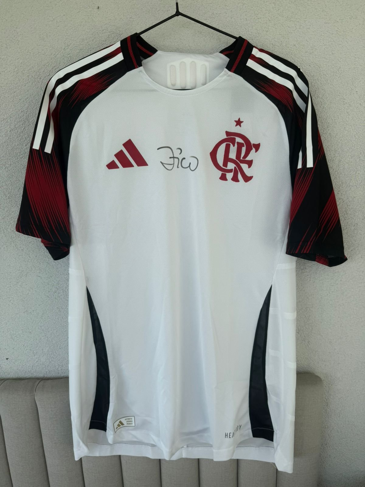 Camisa Flamengo Adidas II 2025 Authentic (Jogador) com Autógrafo Manual do Zico