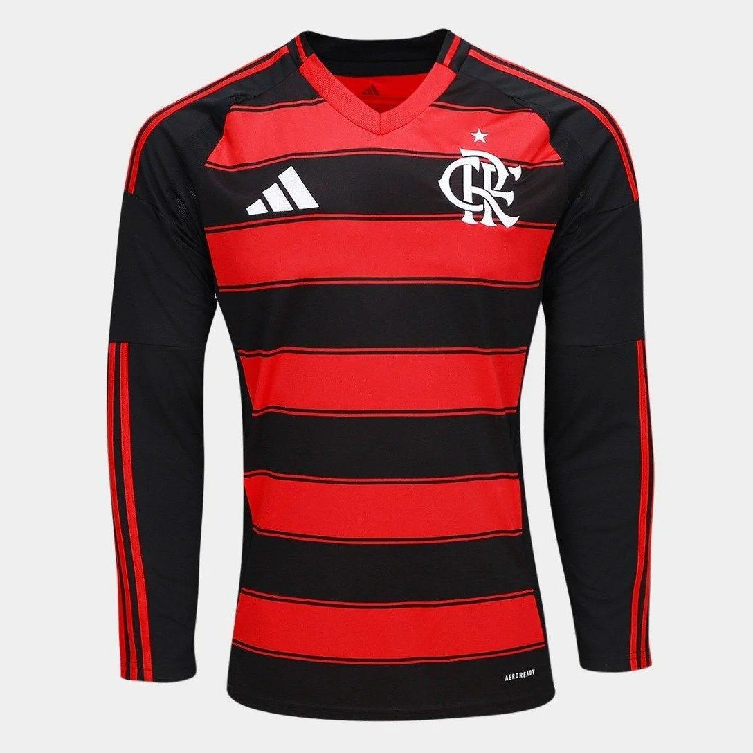 Camisa Flamengo Adidas I 2025/26 Manga Longa IV6046