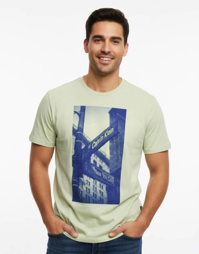 Camiseta Calvin Klein Verde logomarca Ck New York City - 4RB855G-250