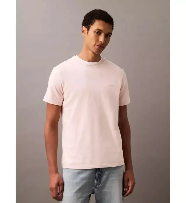Camiseta Calvin Klein Playera Calvin Klein Crewneck masculina logo Rosa - 40BC238-831