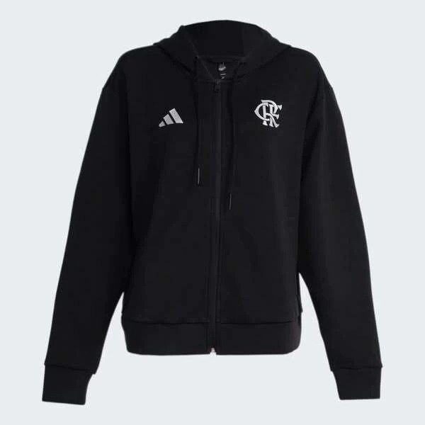 Jaqueta Hino Feminina Flamengo Adidas 2024/25 Preta IT3820