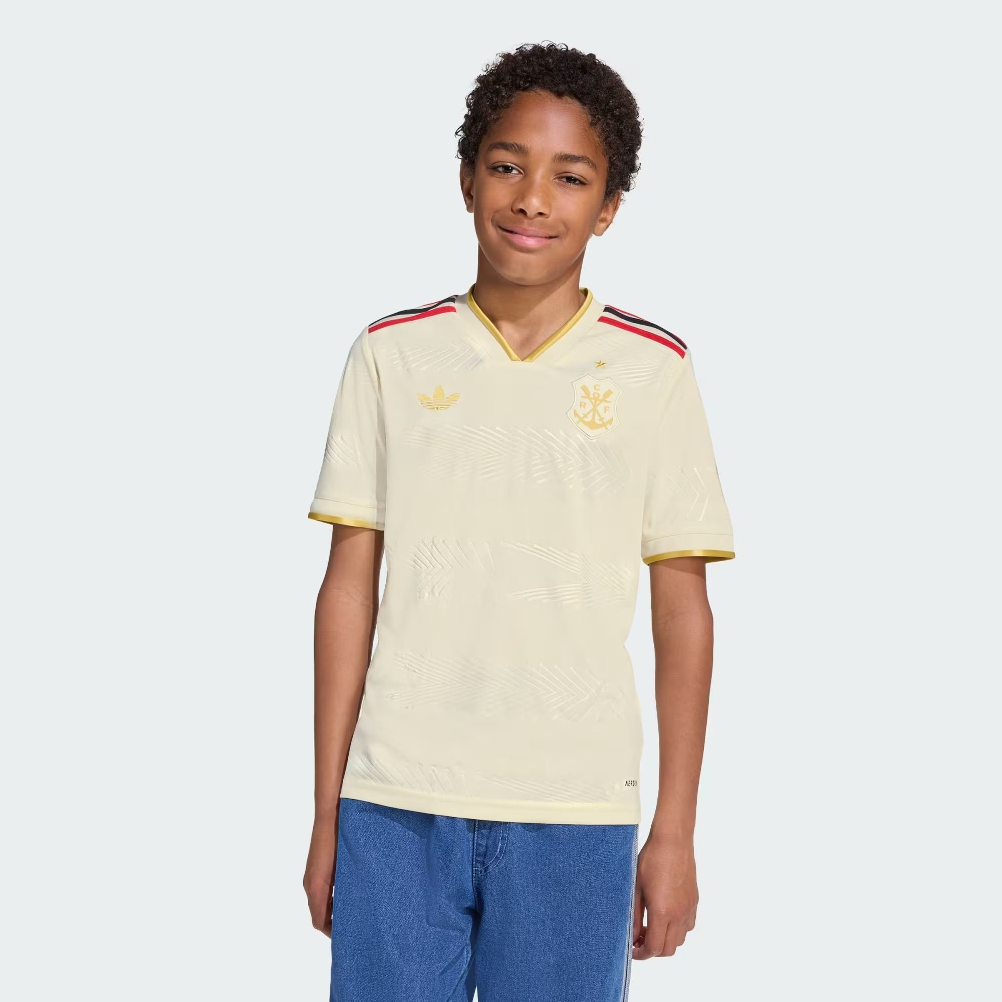 Camisa Infantil Flamengo Adidas III 2025 Bege JD3980