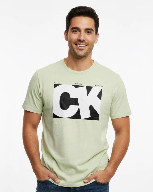 Camiseta Calvin Klein Monogram Logo Center Box Graphic Verde - 4RC839G-250