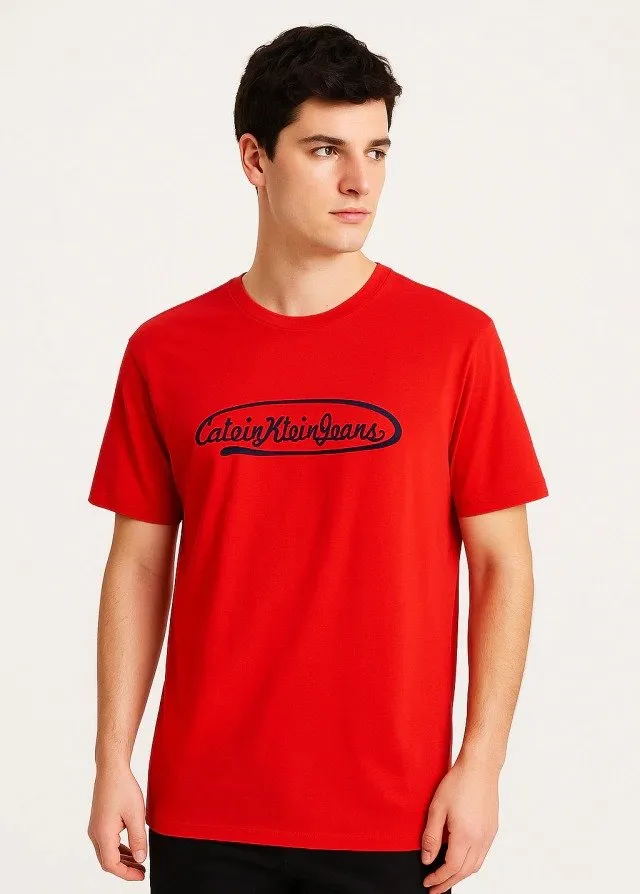 Camiseta Calvin Klein masculina vermelha logo Ck Jeans - 4R8021S-600