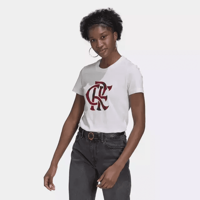 Camiseta Feminina Estampada CR Flamengo - Branco adidas GR4294