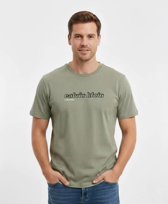 Camiseta Calvin Klein Verde Masculina Logomarca Ck - 4RC818G-250