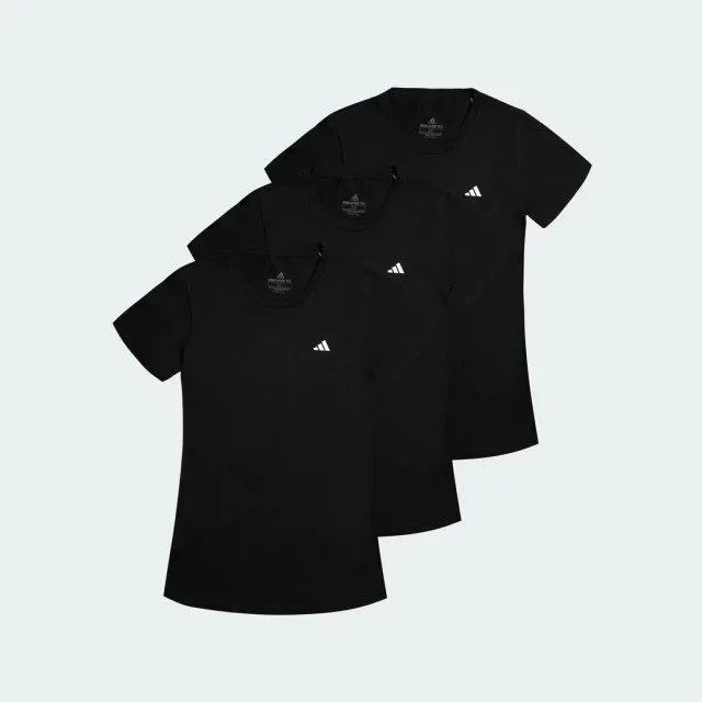 Kit 3 Camisetas Adidas Essentials Feminino Preto KD2603