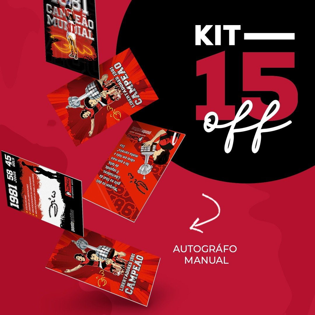 Kit 3 Cards Colecionáveis (Autógrafo Manual do Zico)