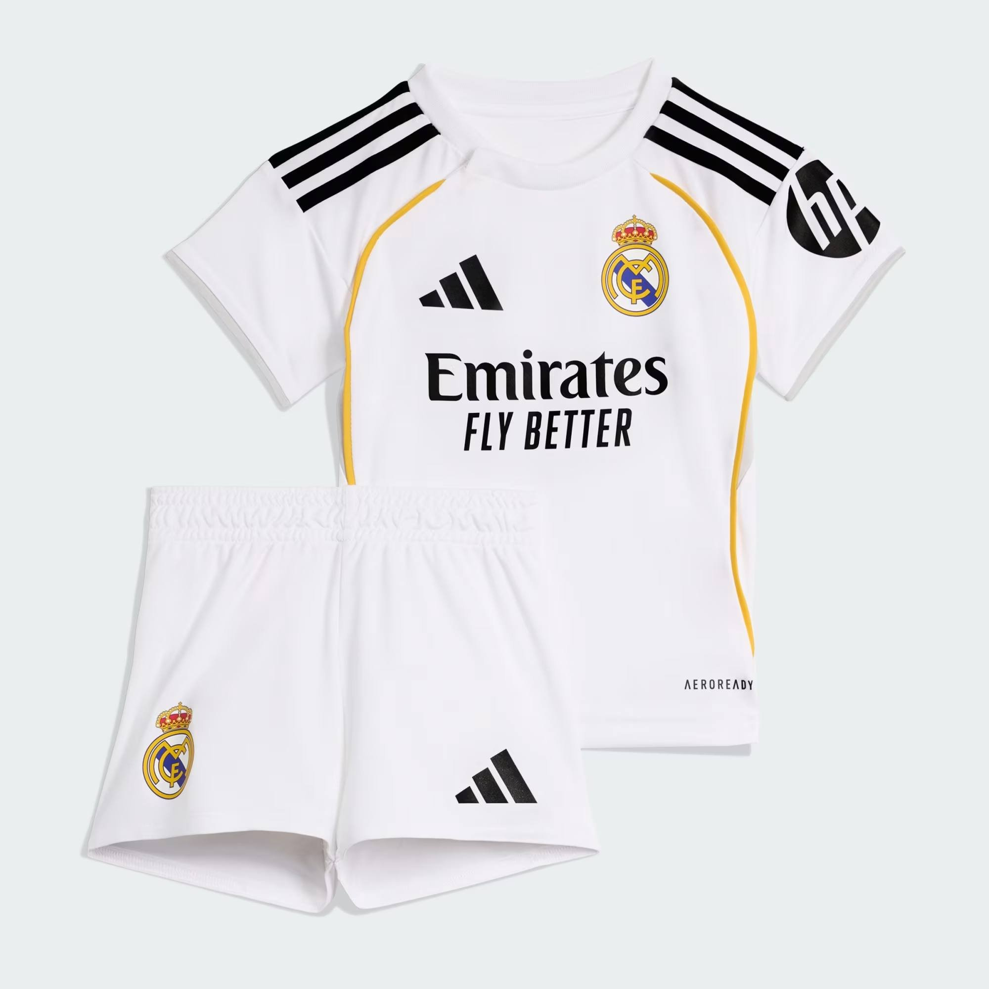 Mini Kit Bebê Real Madrid Adidas Infantil Casa 25/26 Branco JN8876