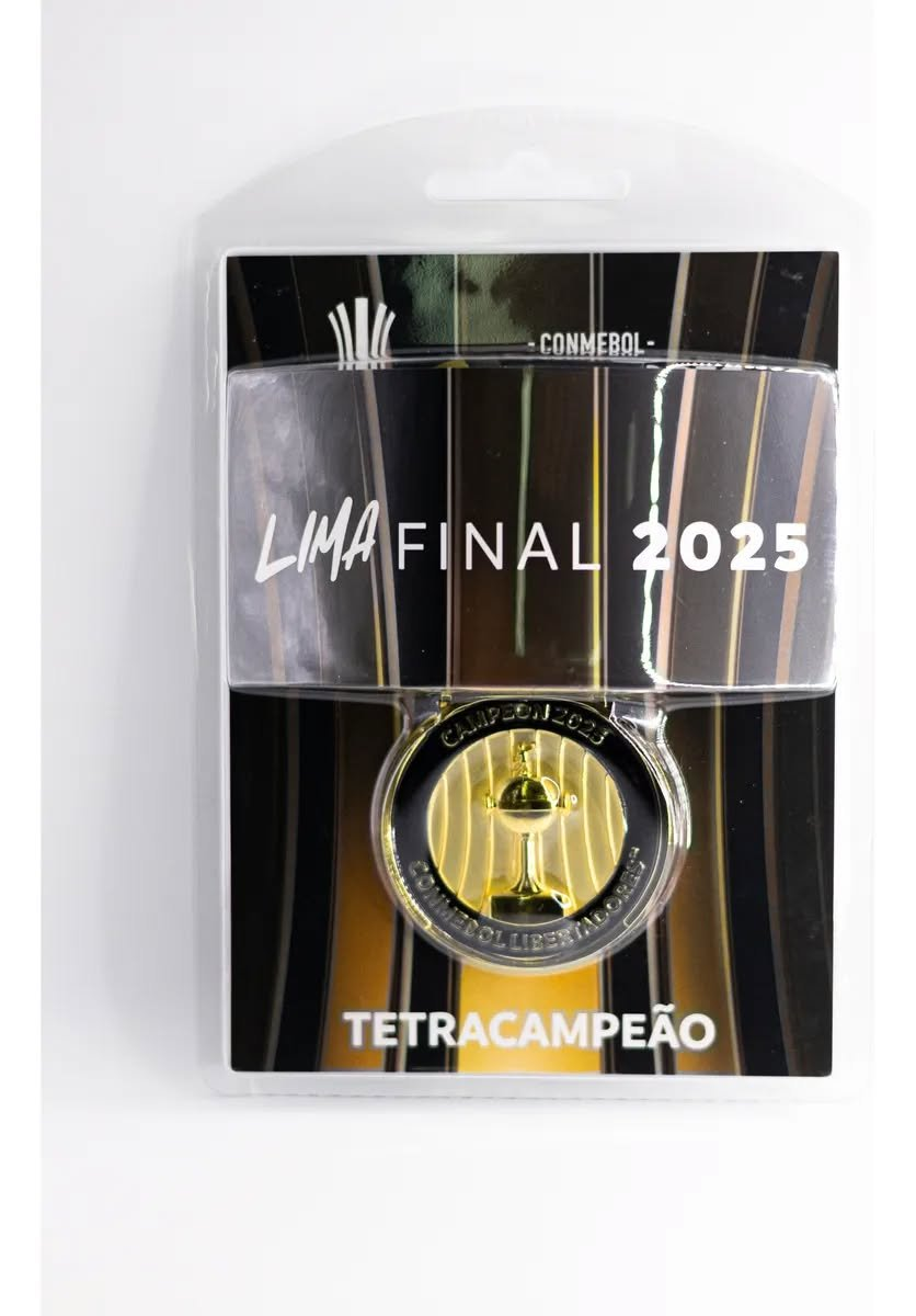 Medalha Oficial Flamengo Tetracampeão Libertadores Lima 2025 Licenciada Conmebol